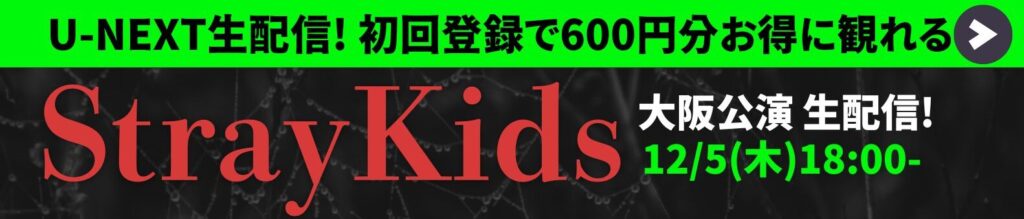 Stray Kids World Tour 生配信 | UNEXT初回登録で600円分お得に観れる!