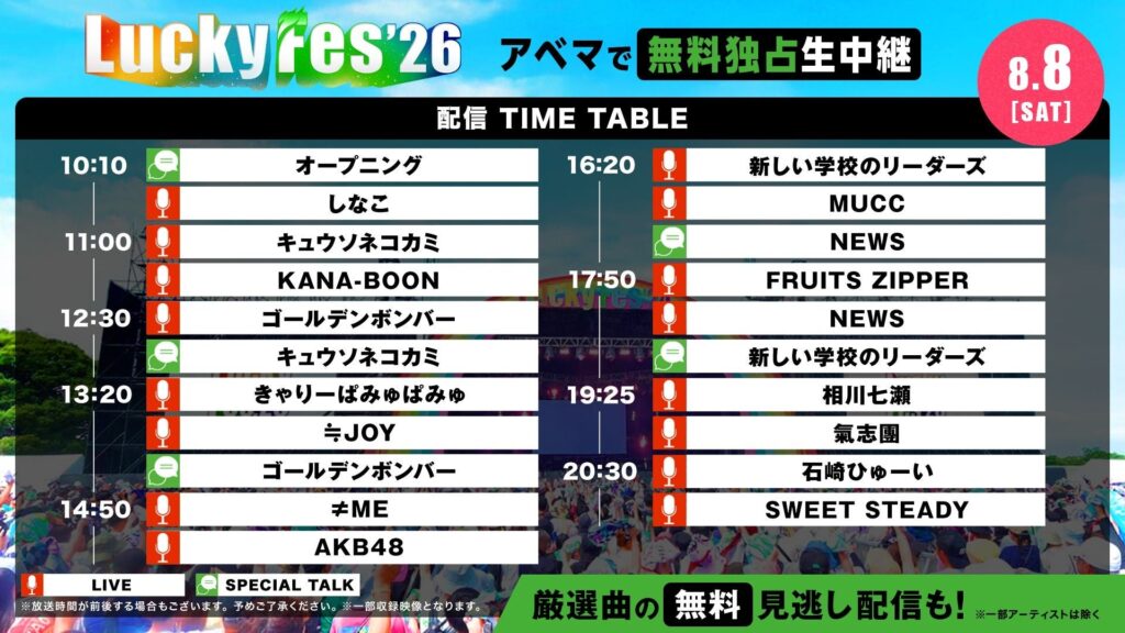 LuckyFes'26 がABEMAで無料独占生中継 K-POP推しの出演日時をチェック