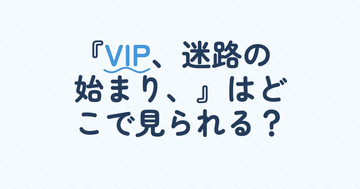 『VIP －迷路の始まり－』の配信はどこ？あらすじとキャスト、見どころを解説